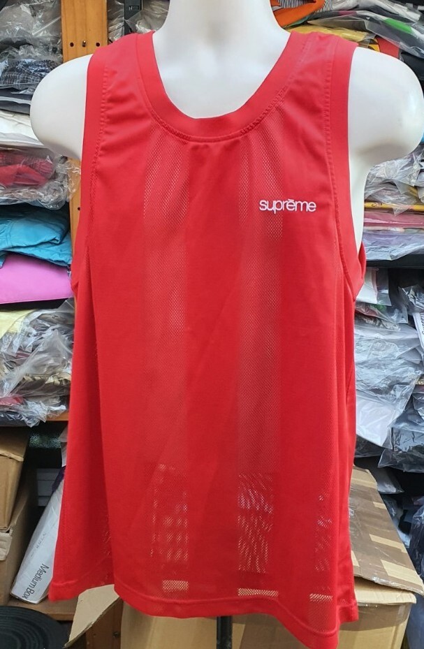 【希少】16SS Supreme Mesh Stripe Tank Top SS16 Supreme Mesh Stripe Tank Top small Red sleeveless size