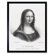 Belliard Portrait Of Mona Lisa Drawing Wall Art Print Framed 12x16