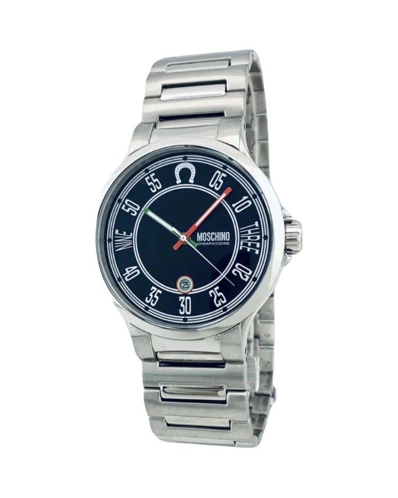 MOSCHINO MW0060 Let s Watch WATCH Stainless Steel Bracelet Black Dial Watch