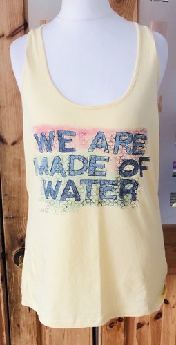 Unisex Yellow Muscle Back T-Shirt From Timberland Size M We Are Made Of Water - Picture 2 of 5
