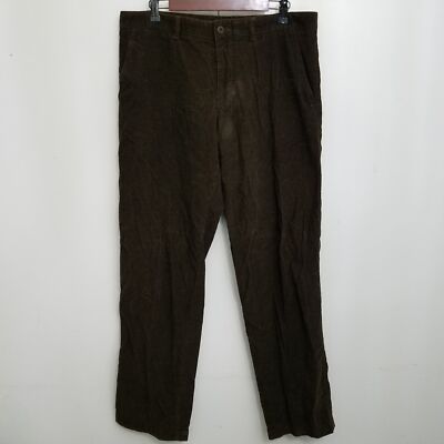 Hugo Boss Mens Corduroy Pants 34 x34 Brown Cotton Blend Flat Front Casual 