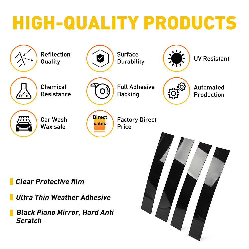 Unbranded 4-Piece Glossy Black Pillar Post Trim Kit – For 2007-2014 Cadillac Escalade (Door Window Covers)