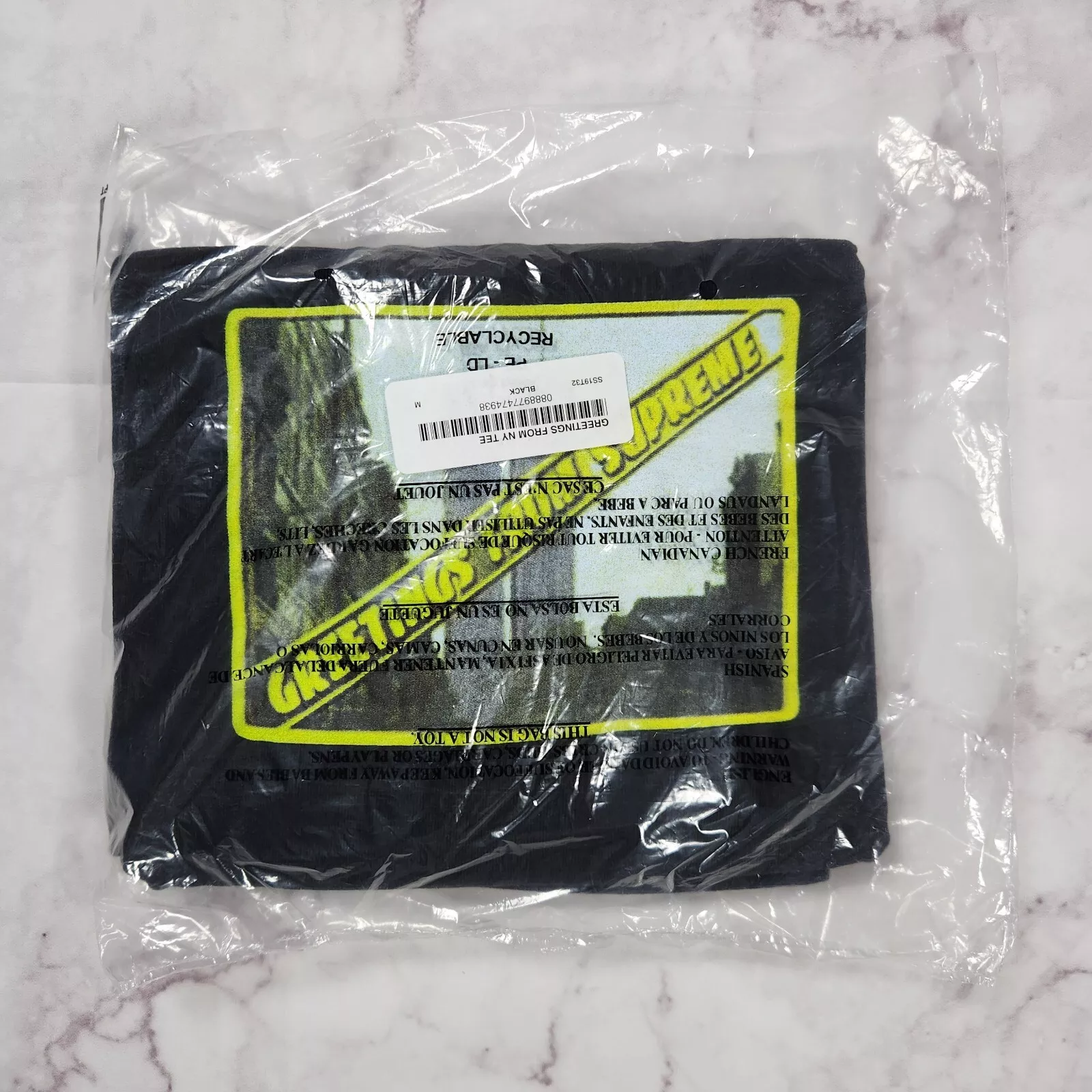 Tee shirt noir Supreme Greetings From Supreme taille Medium SS19 neuf avec étiquette