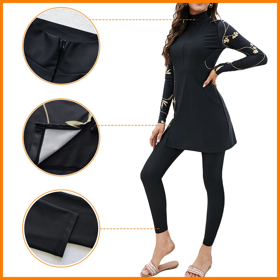 Damen Burkini Muslim Bademode Sommer Bodycon Badeanzug Islamische Schwimmanzug- - Bild 4 von 4