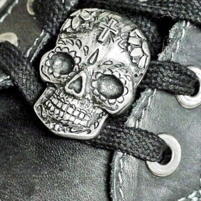 massiv ZINN Schuh pins Sugar Skull f. Springerstiefel Boots Sneakers Schnürhose 