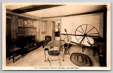 RPPC Sitting Room Whittier's Birthplace Haverhill MA C1930s Postcard V8