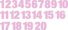 1-20 Numbers Pink Sticker Vinyl Decals CHOOSE  1" - 8"  (V586)