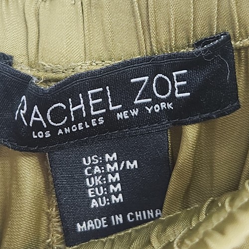 Rachel Zoe Pants Womens Medium Green Satin Pull On Wide Leg Elastic Waist Cargo - Picture 10 of 11
