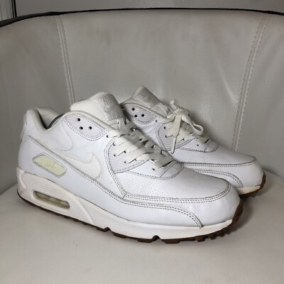 NIke Air Max 90 Leather Sneakers Ostrich White & Gum 705012-111 Mens 11.5 US