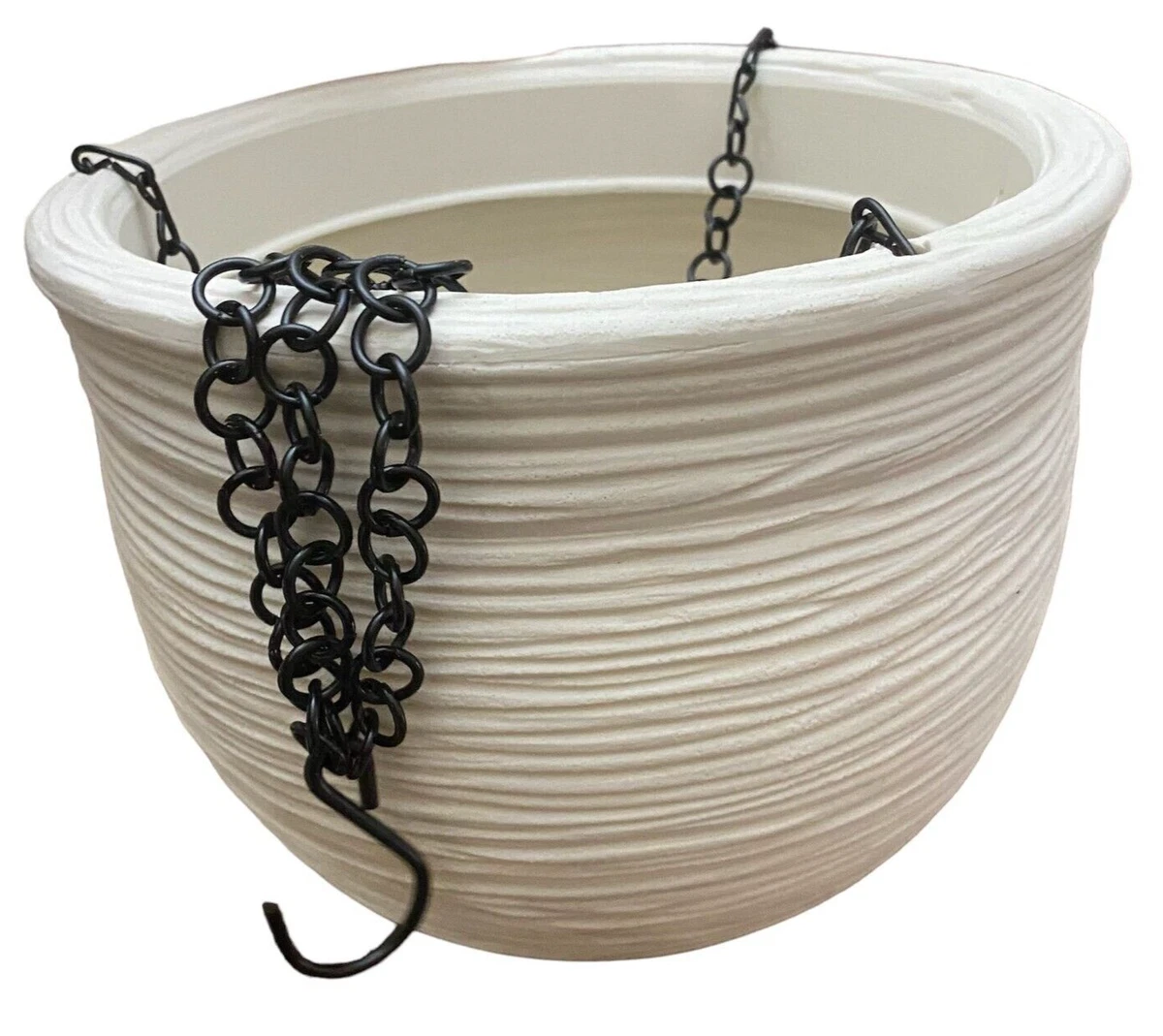Spetebo Vaso Da Fiori In Metallo Nero Da Appendere, 28 Cm Di Diametro, Con Catena Inclusa, Fioriera Sospesa Per Piante - 6
