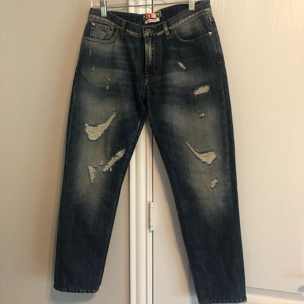 Made in Italy MSGM Ripped Distressed Destroyed Cropped Jeans Women 38 Cotton