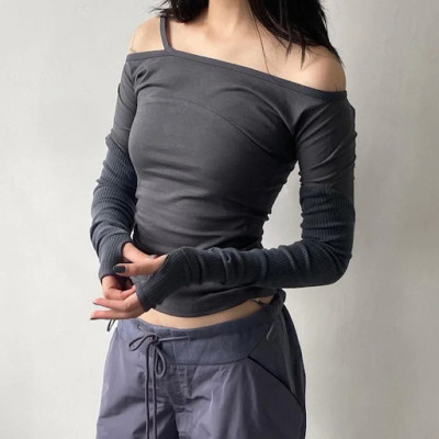 y2k Grunge T-shirt Off Shoulder Vintage bandage Crop Top y2k Grunge T-shirt Off Shoulder Vintage bandage Crop Top