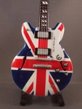 Miniature Guitar For OASIS NOEL GALLAGHER Union Jack Memorabilia FREE Stand GIFT