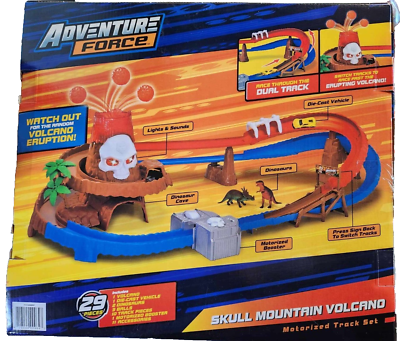 Skull Mountain Volcano Motorized Track Set w Car & 2 Dinosaurs