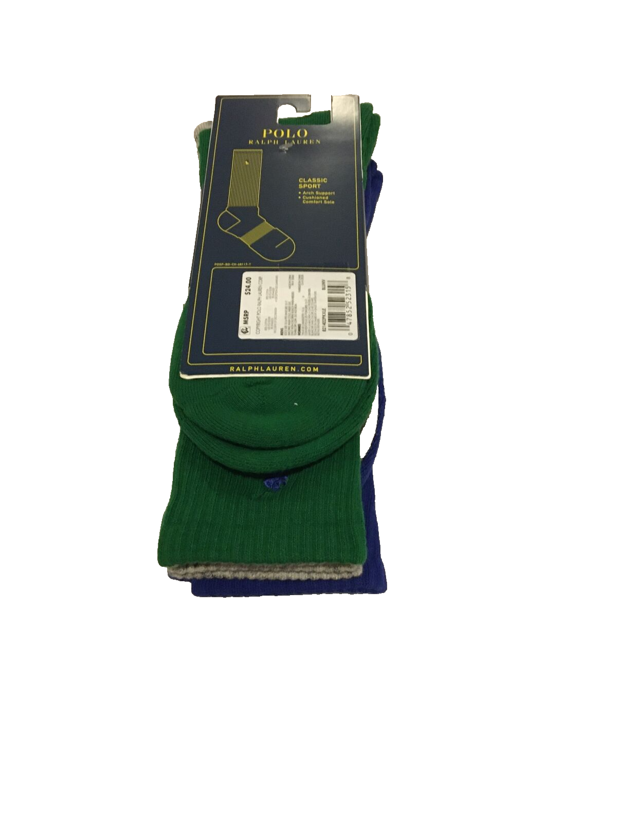 Polo Ralph Lauren Big Pony Classic Sport 3 paia calze girocollo uomo XL 13 16 nuove con etichette