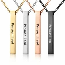 DIY Personalized Stainless Steel Name Bar Necklace Custom Date Symbol Pendant