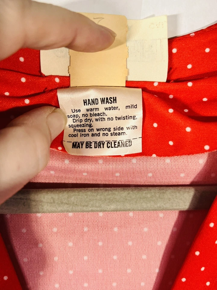 Vintage 70s Red And White Polka Dot Chipper California Dress Size 7/8 - Изображение 4 из 4