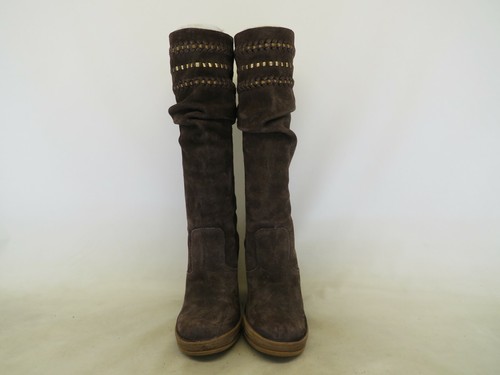 GIANNI BINI Botas de Moda Marrón Gamuza Inclinadas Cuña Hasta la Rodilla Talla 6.5 M - Imagen 5 de 11