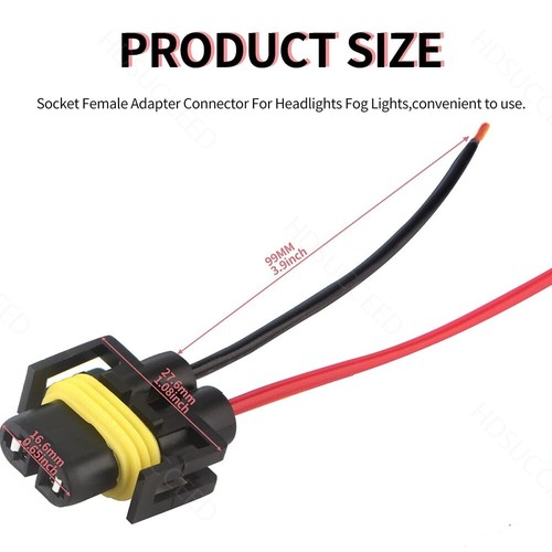 H11 Wire Pigtail S Female Two Harness Light Head Low Beam Socket Connector Plug - Picture 4 of 10