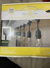 Holiday Time 20-Count LED Solar Café-Style  Led Light with Green Wire Warm White