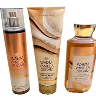 Bath & Body Works Warm Vanilla Sugar Body Cream, Body Wash, Fragrance Mist 3 pc