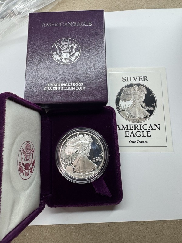 1991-S Proof American Silver Eagle 1 oz .999 Fine Silver OGP Box & COA