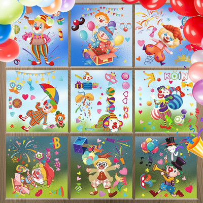 Carnival Fensterbilder Tiere Clown Karneval Deko 9 Bögen 20x30