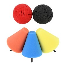 5x Foam Drill Polishing Cone Ball Pads Car Hub Waxing Buffing Wheel Polisher New