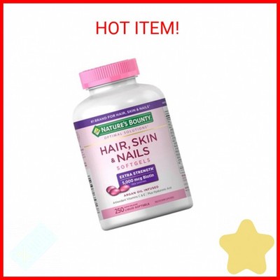 Nature's Bounty Hair Skin and Nails 5000 mcg of Biotin - 250 Coated Tablets Extr