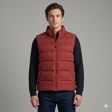 Houston White Adult Puffer Vest - Red Plaid S...