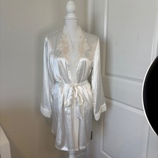 Linea Donatella White Satin Lace Sequin Bridal Robe SYB030 Womens SM