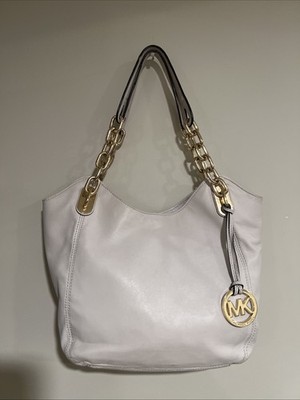 Michael Kors Lilly (Small To Medium) Tote Bag In White Leather