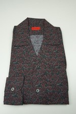 Isaia Deep Blue Pink Green Pocketed Long Sleeve Cotton Dress Shirt 15.5/39 NEW