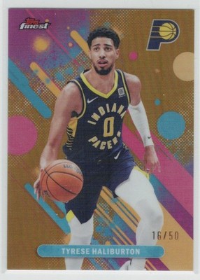Tyrese Haliburton 2025-26 Topps Finest Gold Refractor parallel /50