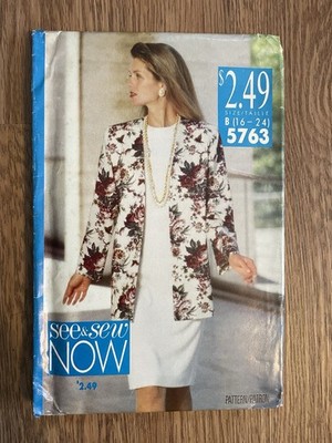 Vintage See & Sew Pattern 5763, Jacket & Dress, Size 16-24, FF