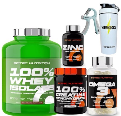 Scitec 100% Whey Isolate 1816g+ Creatine 300g + Omega 3 100 Tab. + Zinc 100 Tab