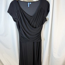 B-Slim Black Empire Waist Stretch Dress Fitted Waist Line Wrap Large Classic