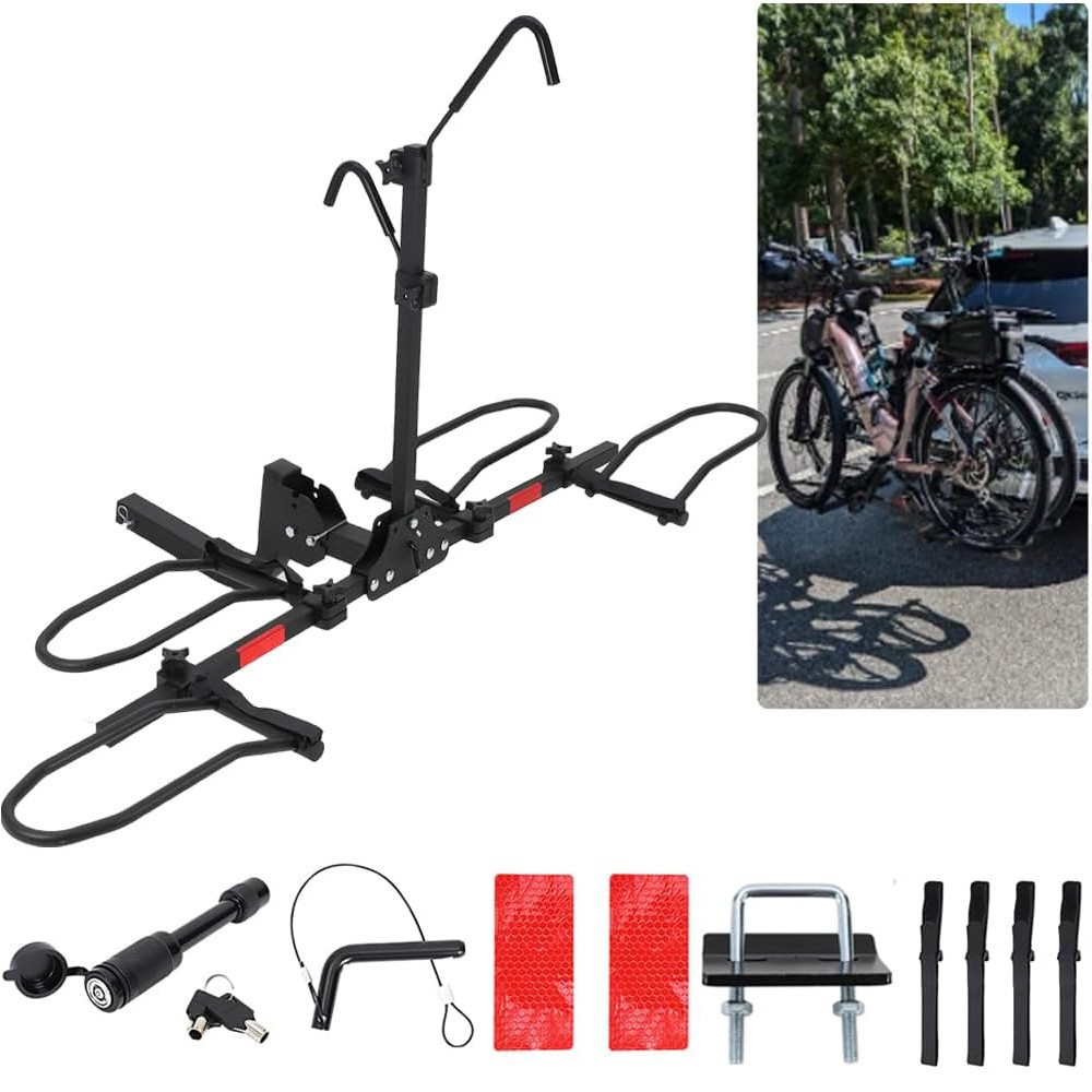 180LB Heavy Duty 2-Bike Hitch Mount Carrier Platform Rack Truck SUV 2'' Receiver
