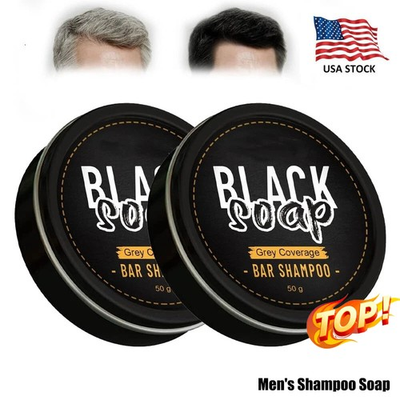 #ad #ad 2x Men#x27;s Grey Coverage Bar Shampoo Hair Darkening Black Soap for Grey Hair Cover $7.99