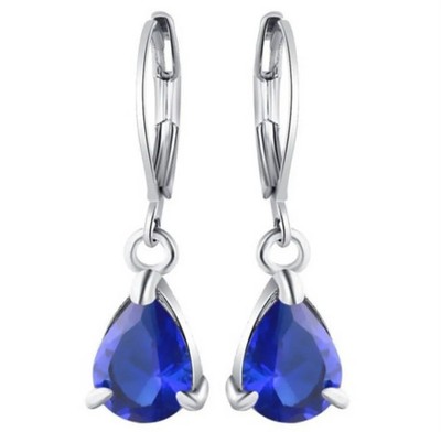 Water Drop Dangle Earrings Blue White Crystal Stone Party Elegant Jewelry