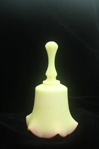 Fenton Glass Ruffled Yellow/Pink Rimmed Bell