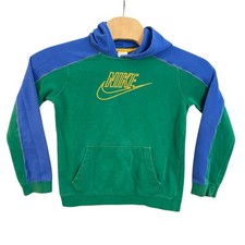 Nike Boys XL Green Blue Colorblock Embroidered Logo Fleece Hoodie Pullover