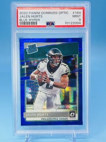 2020 Optic ~ JALEN HURTS ~ Rated Rookie Blue Hyper Prizm RC #164 ~ PSA 9 MINT 🔥