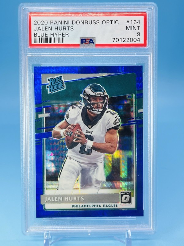 2020 Optic ~ JALEN HURTS ~ Rated Rookie Blue Hyper Prizm RC #164 ~ PSA 9 MINT 🔥