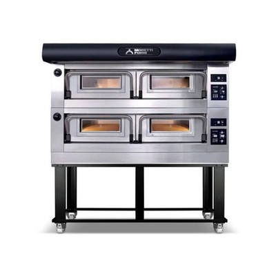 Moretti Forni P120E C2 49'' Electric Pizza Deck Oven, 2-Deck Brick, Dual-Power...
