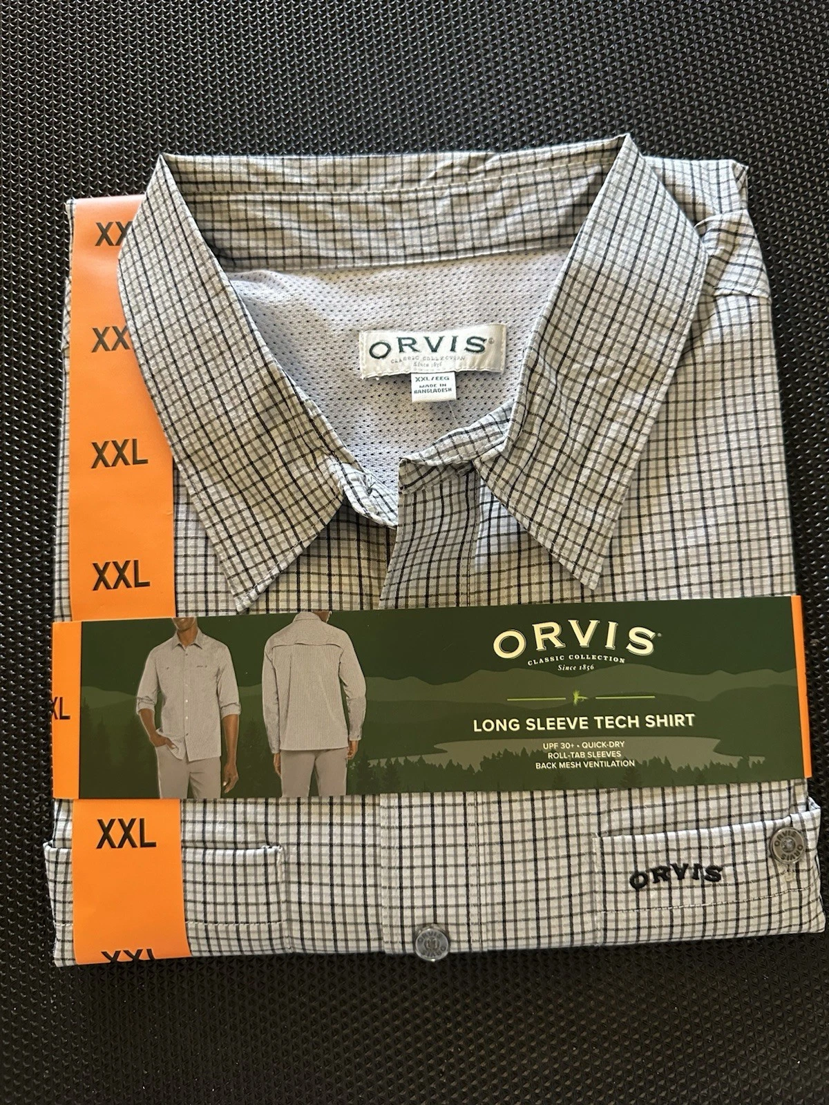 ORVIS Mens Tech Shirt Woven Outdoor Hiking Fishing Plaid XXL