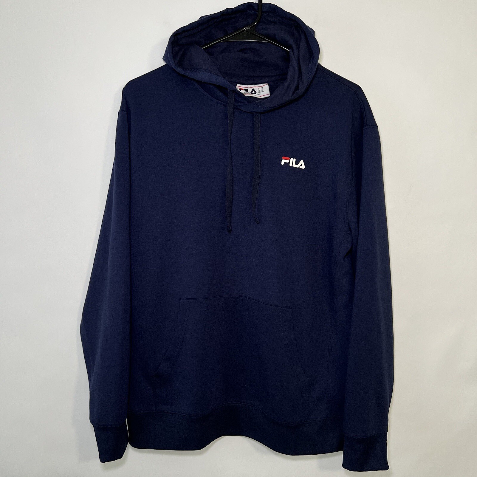 FILA Felpa con Cappuccio Uomo Taglia M Media Blu Navy Pullover Tasca Canguro