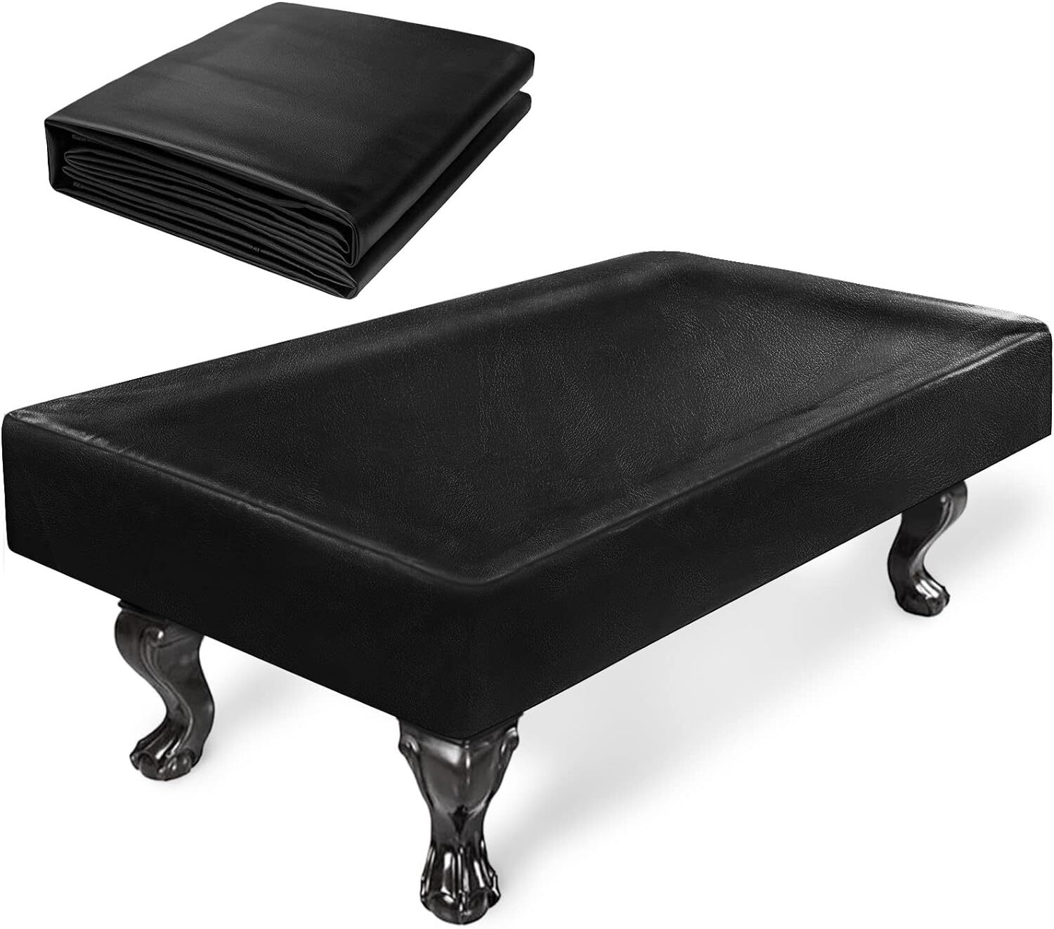 Leather Pool Table Cover,7ft/8ft/9ft Billiard Table Cover,Black/Brown