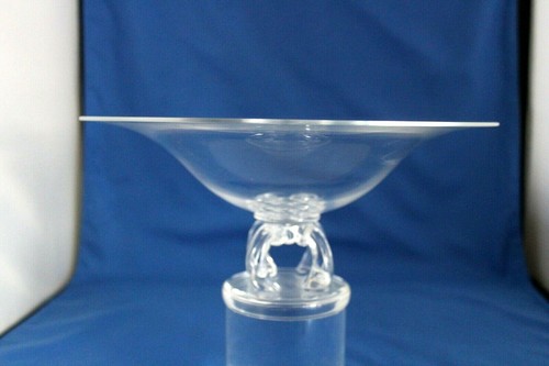 Steuben Crystal 10" Compote On Pedestal Clear Art Glass Corning N. Y. Signed - Picture 3 of 7