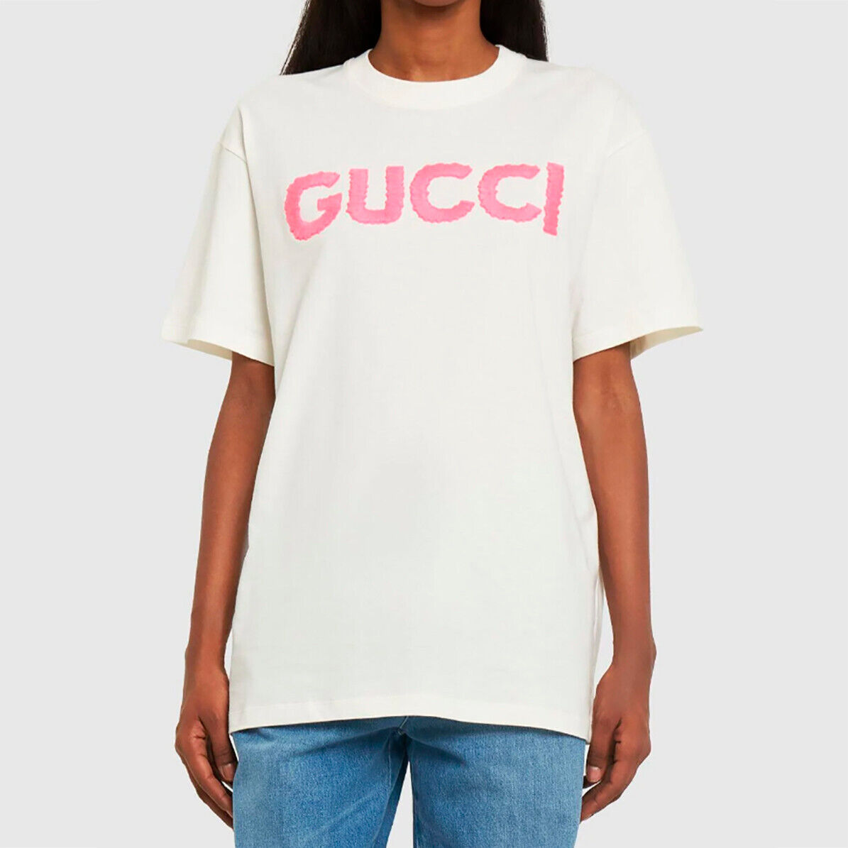 GUCCI Pink Embroidery Logo T-Shirt Short Sleeve Women Size GUCCI Pink Embroidery Logo T-Shirt Short Sleeve Women Size